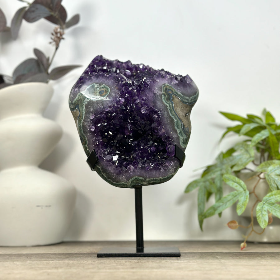 Natural Amethyst Crystal Cluster with Green Jasper Shell - MWS3191