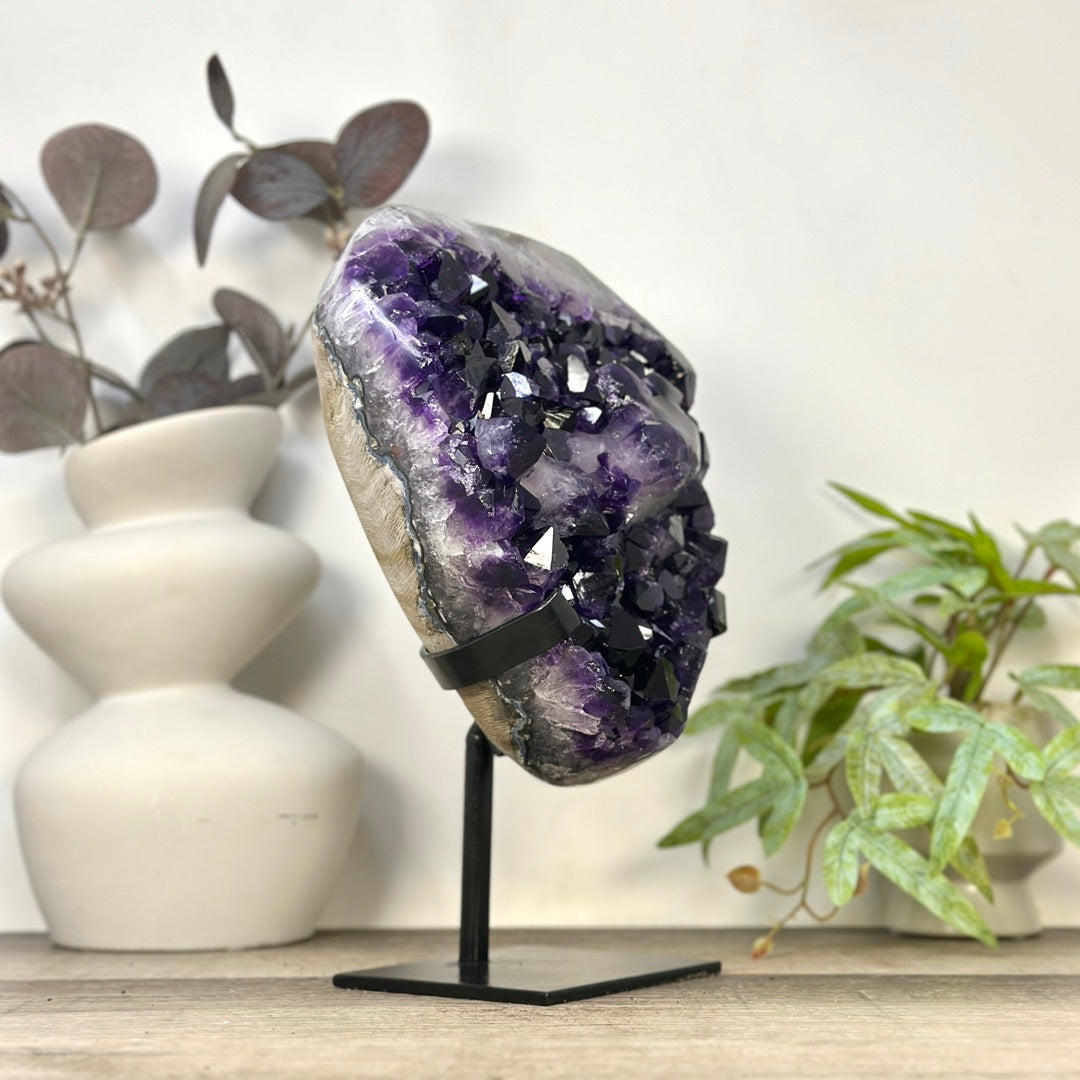 Top Grade Uruguayan Amethyst with Deep Purple Large Crystals on Stand - MWS3281
