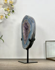 Blue Banded Agate & Amethyst Stone Slice - MWS3015