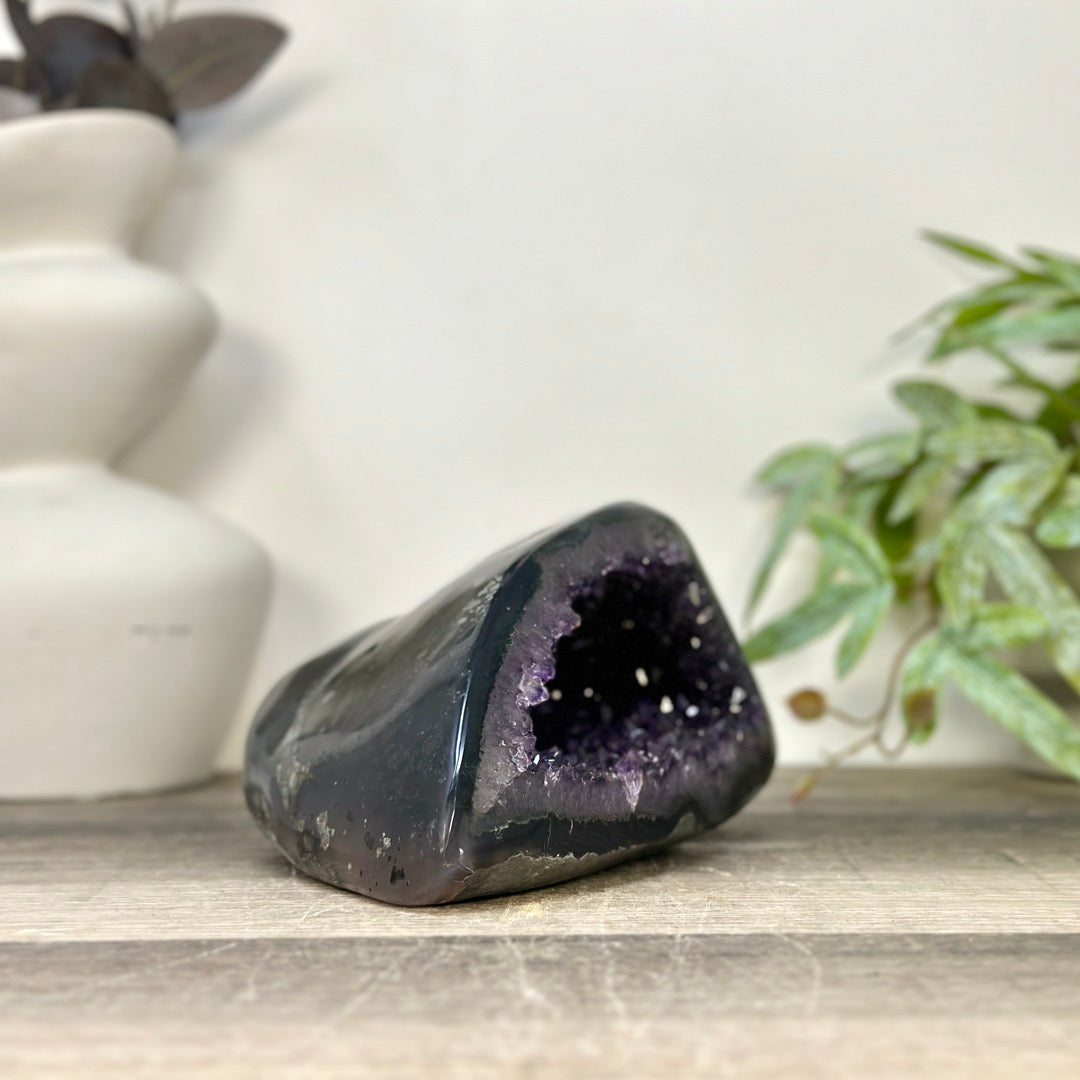 Natural Amethyst &amp; Agate Stone Geode with polished Shell - STGE0082