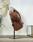 Unique Orange Sugar Druzy Crystal on Metal Stand – Stunning Natural Stone for Meditation Space Decor - MWS2707