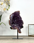 Amethyst & Jasper Stone Leaf Carving with Metal Stand - MWS2808