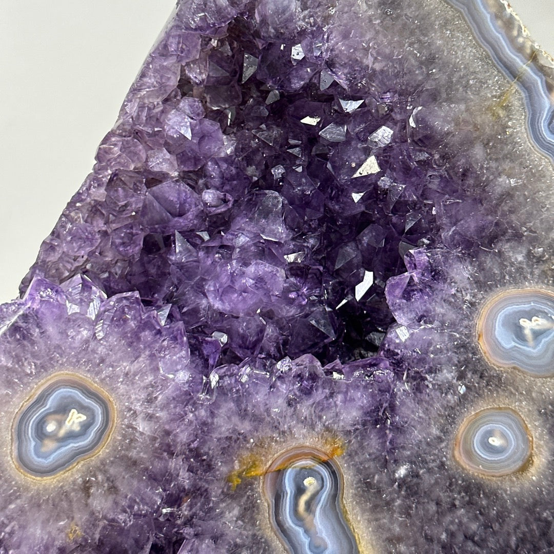 Natural Large Amethyst &amp; Blue Agate with Stalatite Eyes Formations - MWS3326