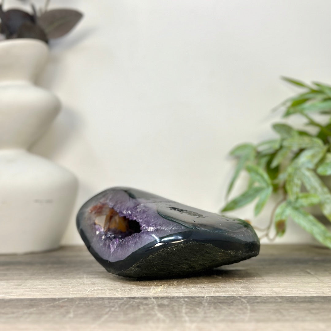 Natural amethyst &amp; Agate Stone Geode with polished Shell - STGE0081