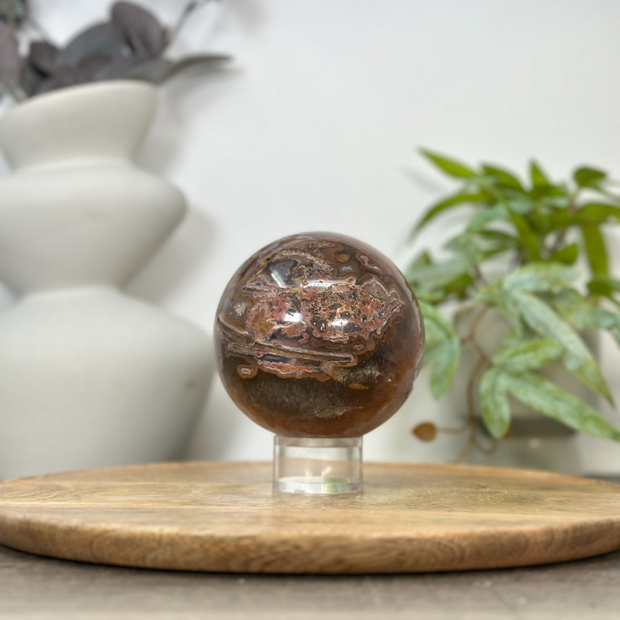 Amethyst Druzy &amp; Jasper Sphere Geode - SPH0179