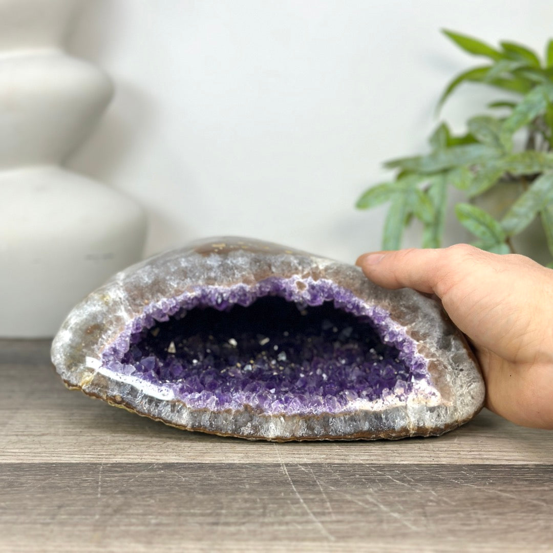 Natural Amethyst Geode with Polished Quartz Shell - STGE0049
