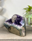 Deep Purple Amethyst Geode with Calcite Crystal - STGE0096