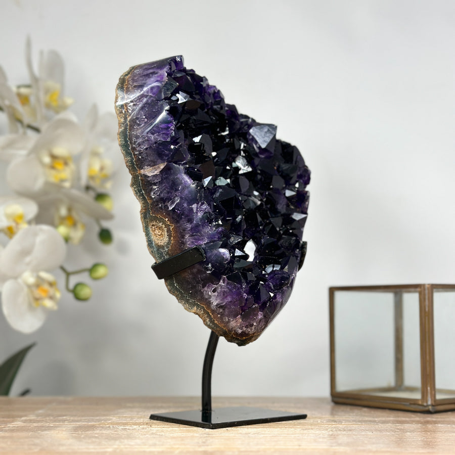 AAA Natural Amethyst Crystal Specimen with Metal Stand - MWS1936