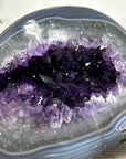 Amethyst & Blue Banded Agate Polished Stone Geode from Uruguay - STGE0022