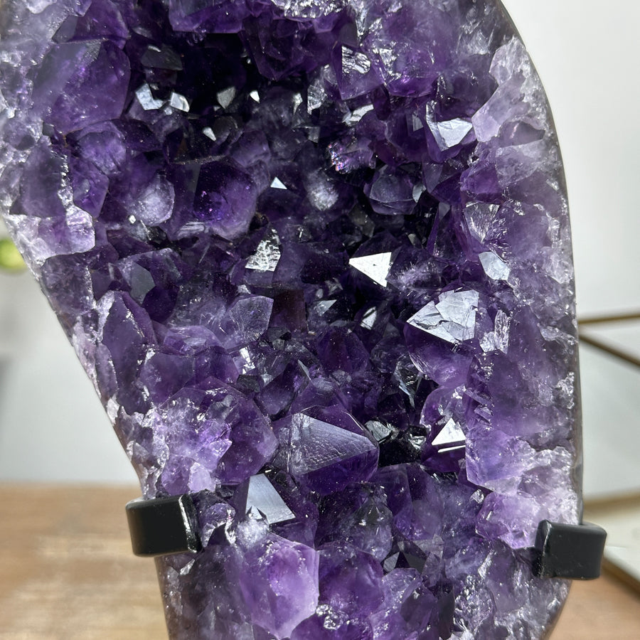 Natural Uruguayan Amethyst Geode, Metallic Stand included - MWS1839