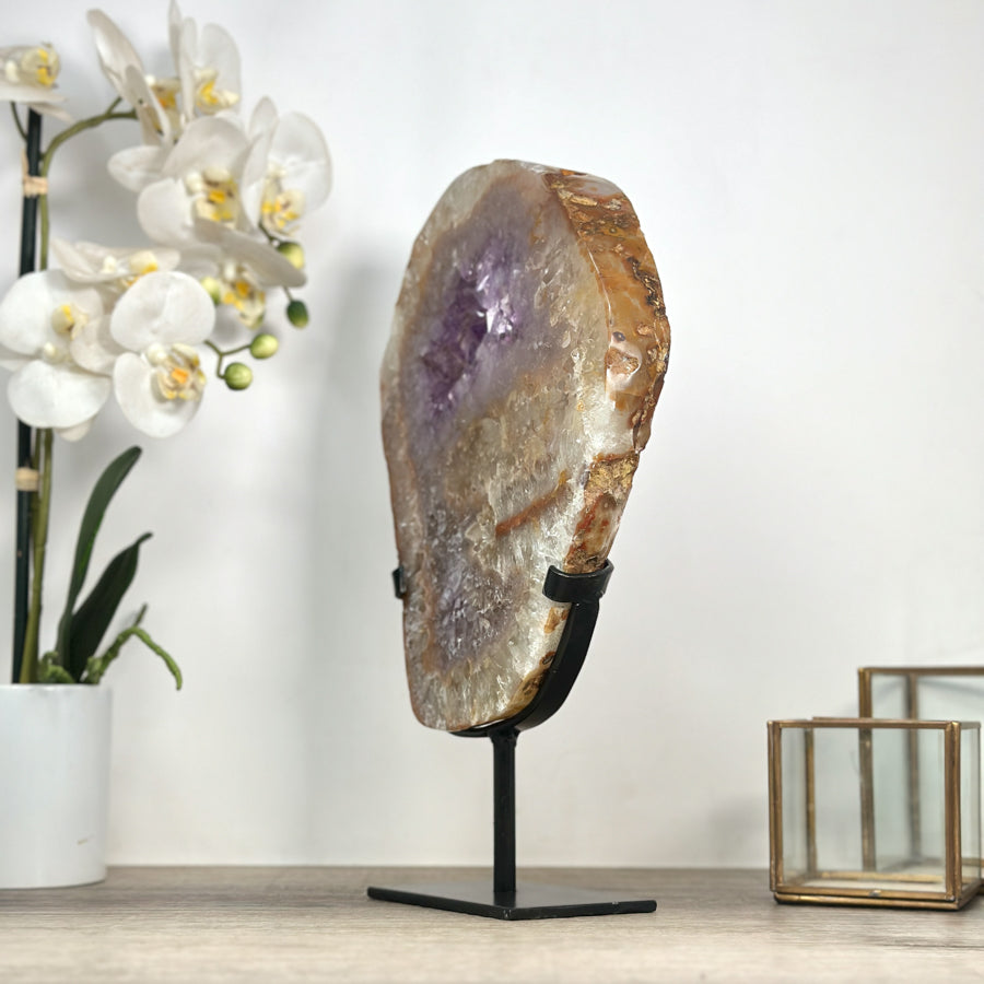 XXL Amethyst &amp; Quartz Geode Slice Portal, Stand included - MWS2334