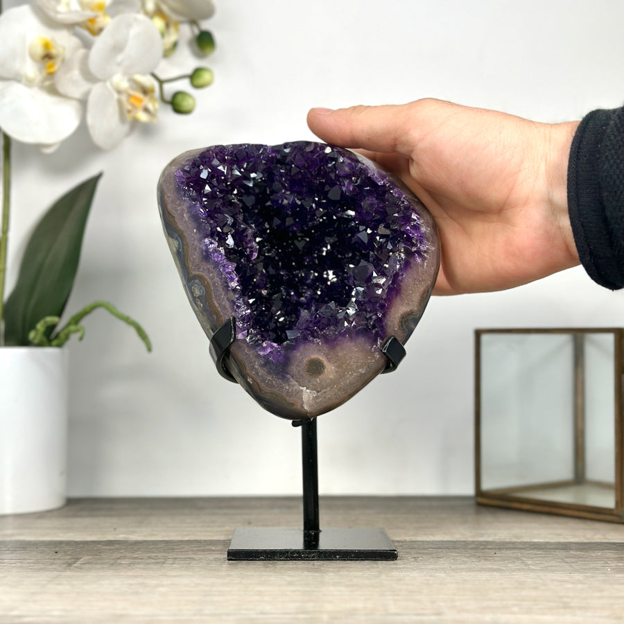 Deep Purple Amethyst Geode With Metal Stand - MWS2768