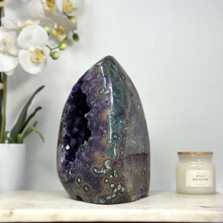 Natural XXL Amethyst &amp; Agate Geode, Huge Deep Purple Crystals - CBP1097