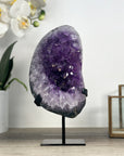 Natural Amethyst Crystal Cluster on Black Metallic Stand - MWS2204