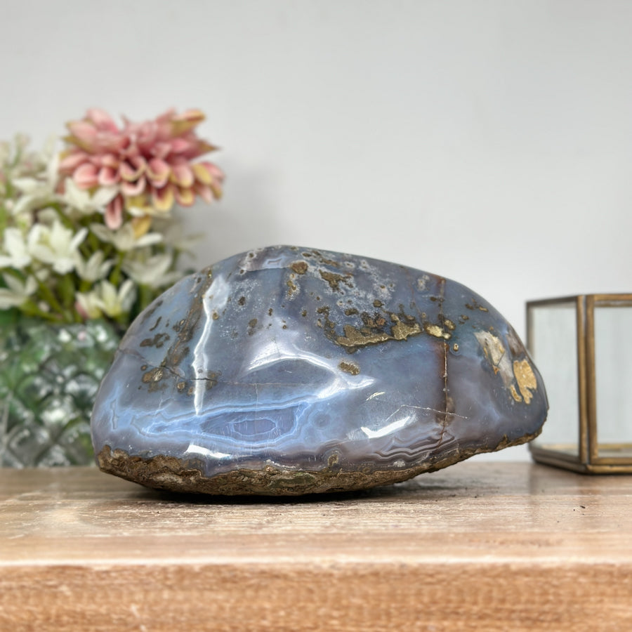 Amethyst &amp; Banded Agate Geode with Druzy Crystals - STGE0008