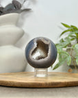 Banded Agate & Quartz Druzy Sphere Geode - SPH0154