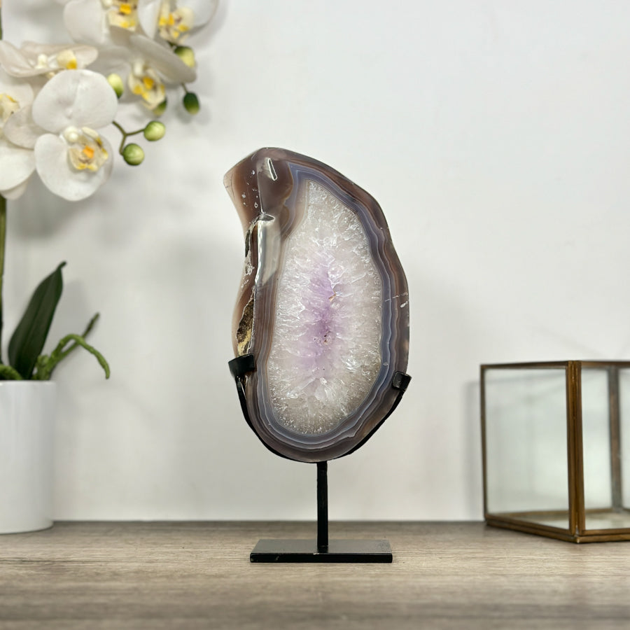 Natural Uruguayan Agate &amp; Quartz Stone Slice - MWS3011
