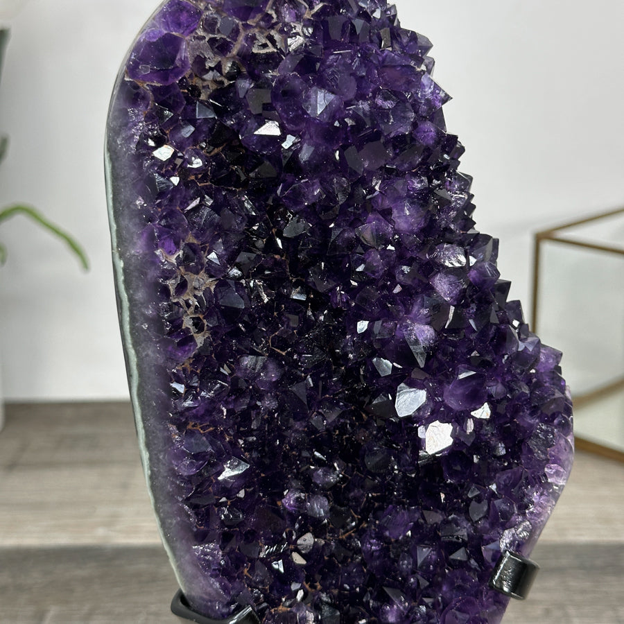 Deep Purple Amethyst Cluster on Metal Stand - MWS2781