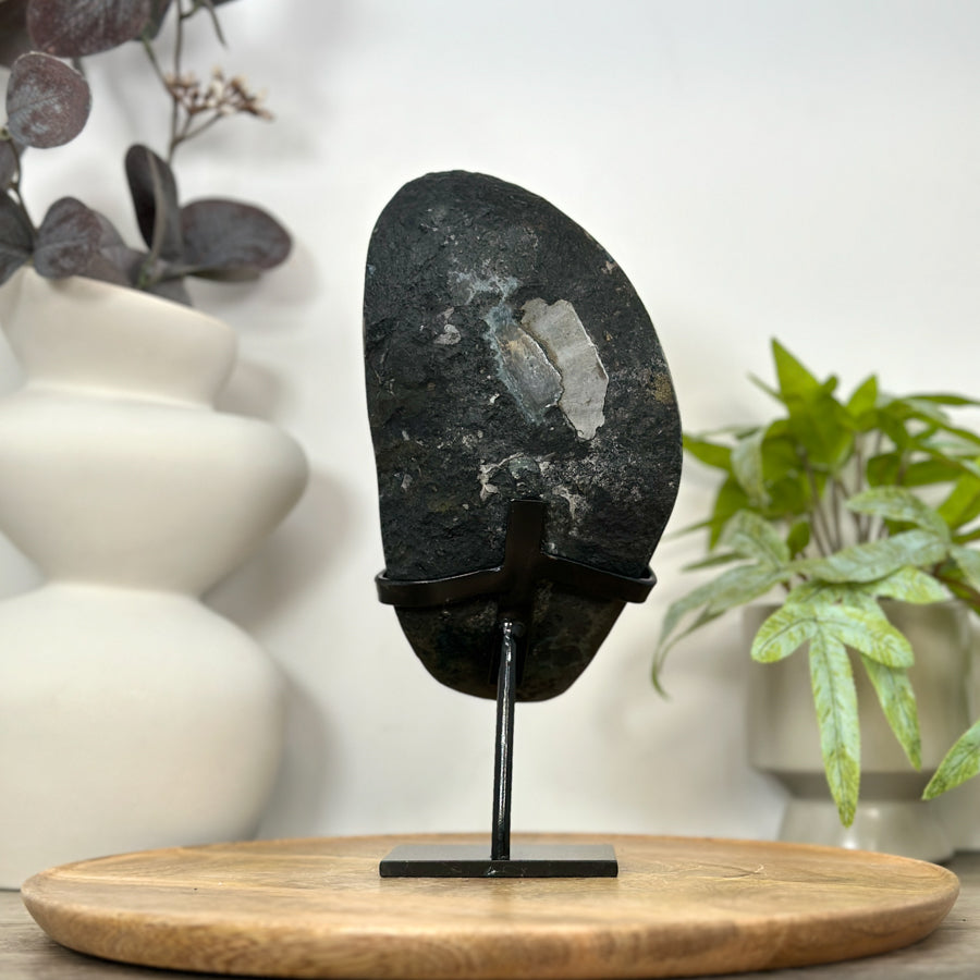 Deep Purple Amethyst Geode on Metal Stand - Perfect for Home Decor - MWS3061