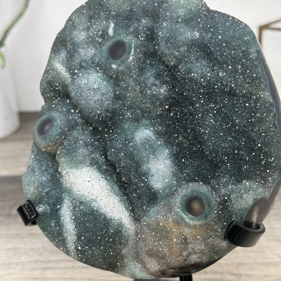 Green Druzy Crystal Natural Formation – Unique Mineral Display Piece - MWS2794