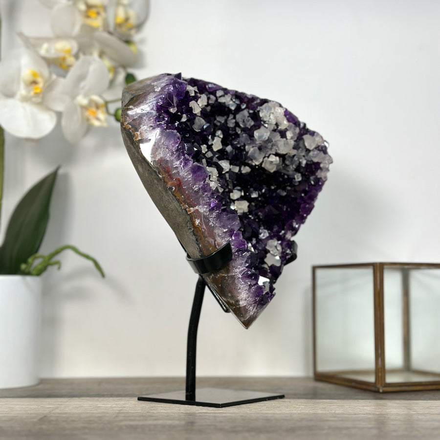 Amethyst Crystal Cluster with Calcites Formations on Stand - MWS2630