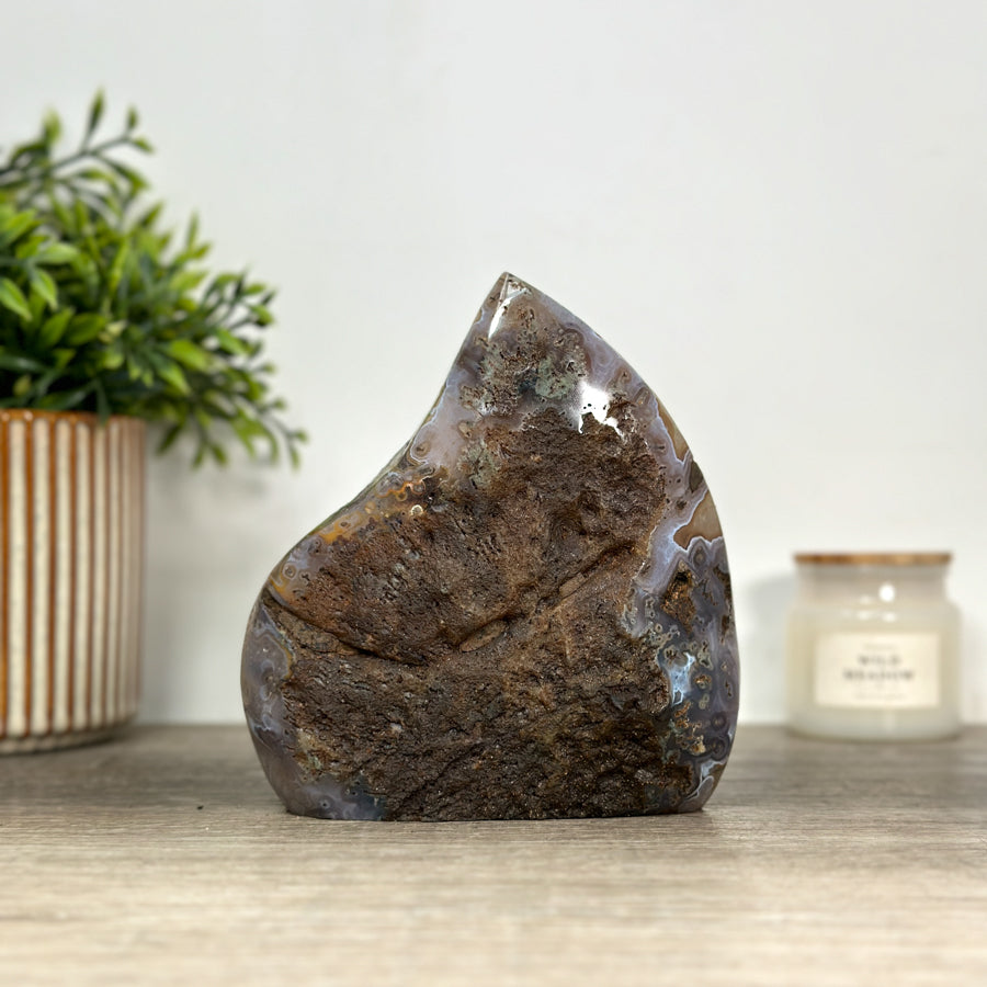 Natural Amethyst &amp; Agate Stone Flame Carving - FST0158