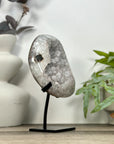 Natural white sugar quartz Geode with Stand - MWS3203