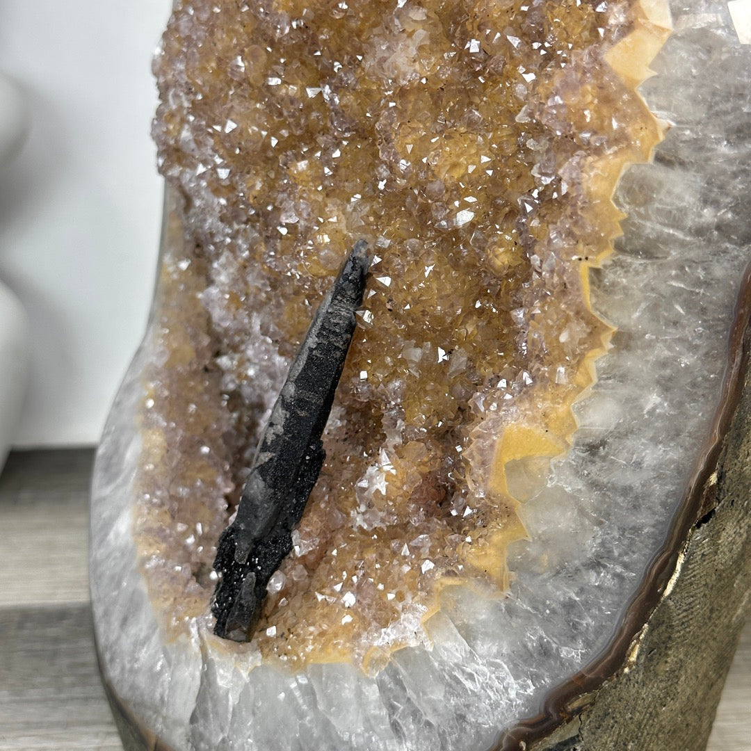 Natural Uruguayan Amethyst Cathedran Cave with tunning Green Jasper Shell - CBP1406