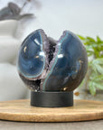 Blue Banded Agate & Amethyst Druzy Sphere Geode - SPH0194
