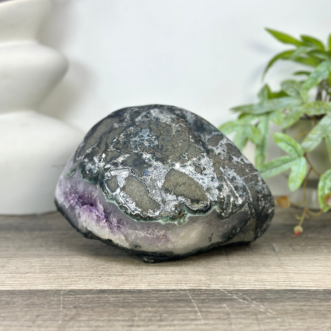 Natural Amethyst Geode with Calcite Crystal Foramtion - STGE0043