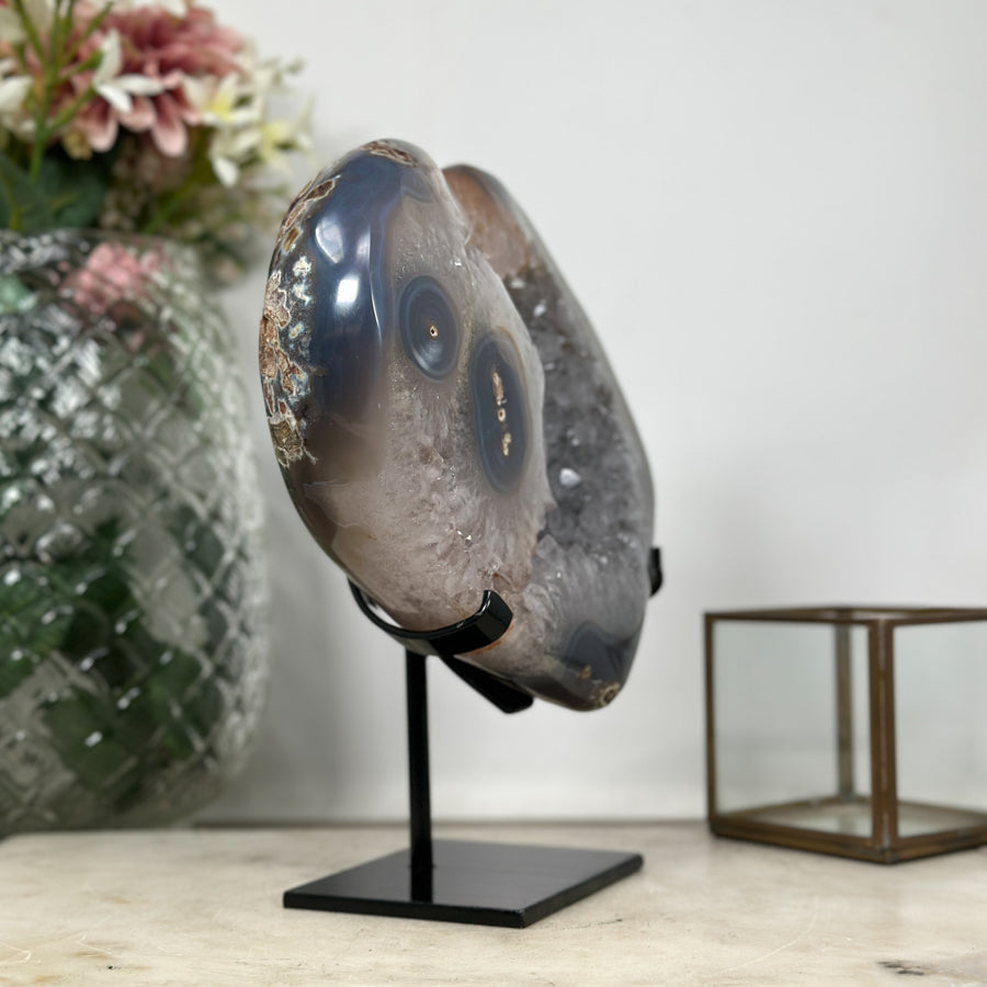 Large Quartz &amp; Agate Stone Heart - HST0223