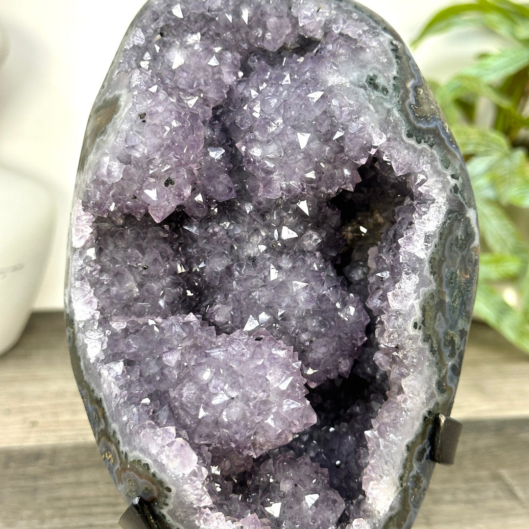 Natural Uruguayan Crystal Geode on Stand with Stalactite Formations - MWS3276