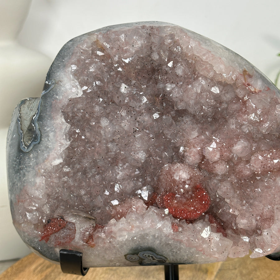 Natural Pink Amethyst with Red Hematite &amp; Calcite Formation - MWS3102