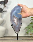 Blue Banded Agate & Amethyst Geode Slice Portal - MWS3248