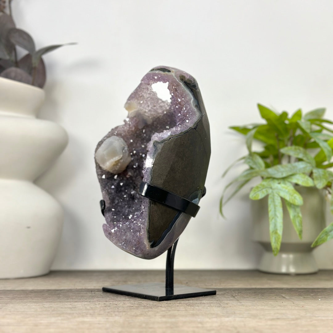 Natural Amethyst Geode with Calcite Crystal Inclusion - MWS3355