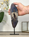 Agate Slice on Stand with Natural Amethyst Druzy Center - MWS2901