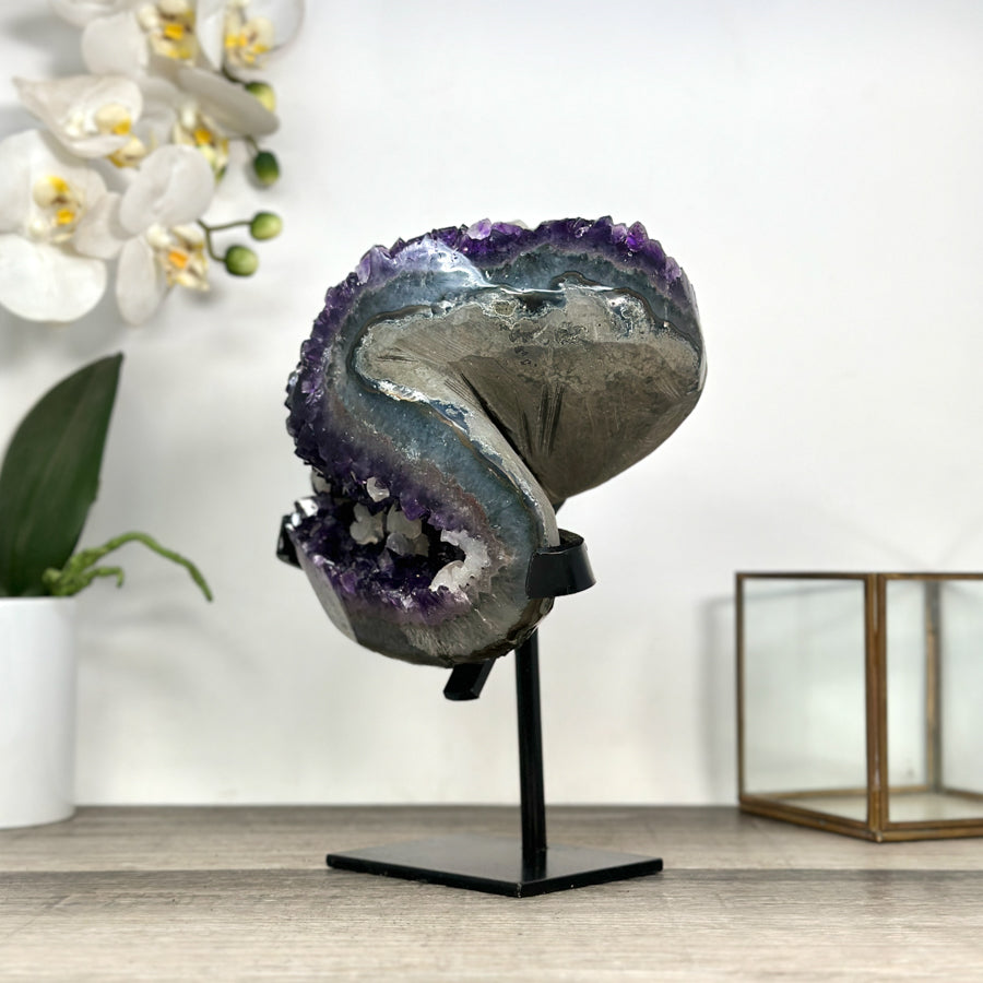 Natural Amethyst Geode with Deep Purple Crystals – Unique Mineral Display Piece - MWS2818
