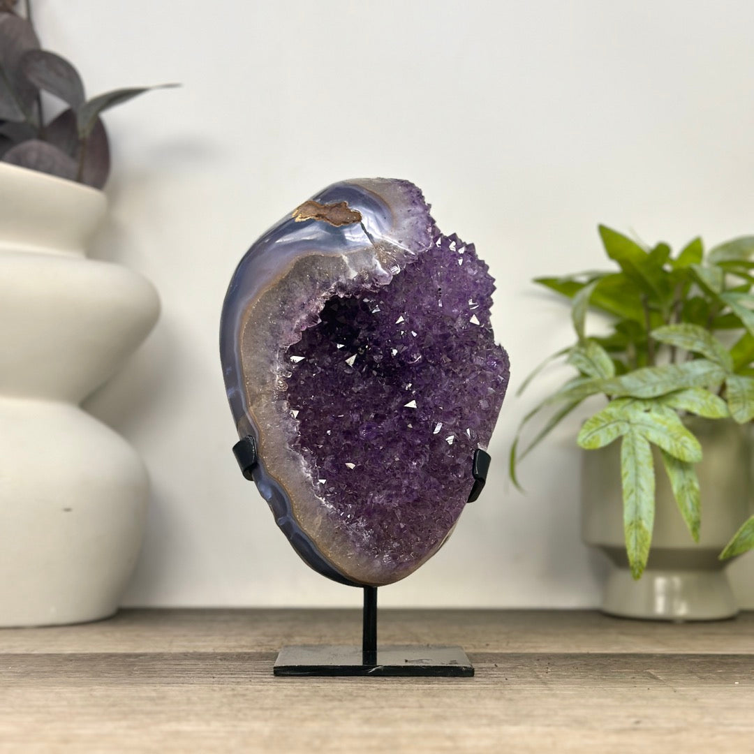 Natural Amethyst Stone with Agate Shell from Uruguay - MWS3346