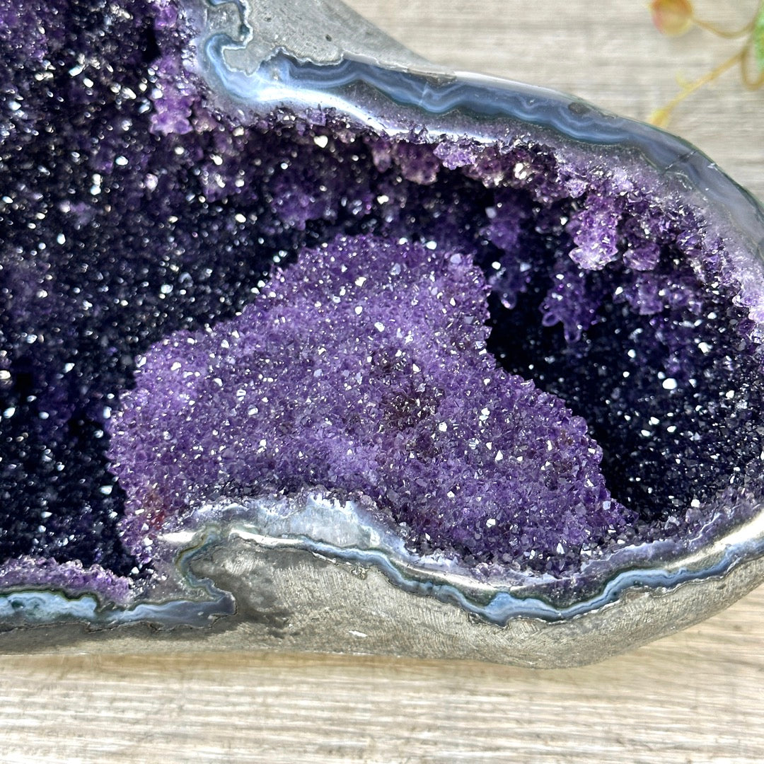 Natural Amethyst Geode with Calcite Crystal Formation - STGE0053