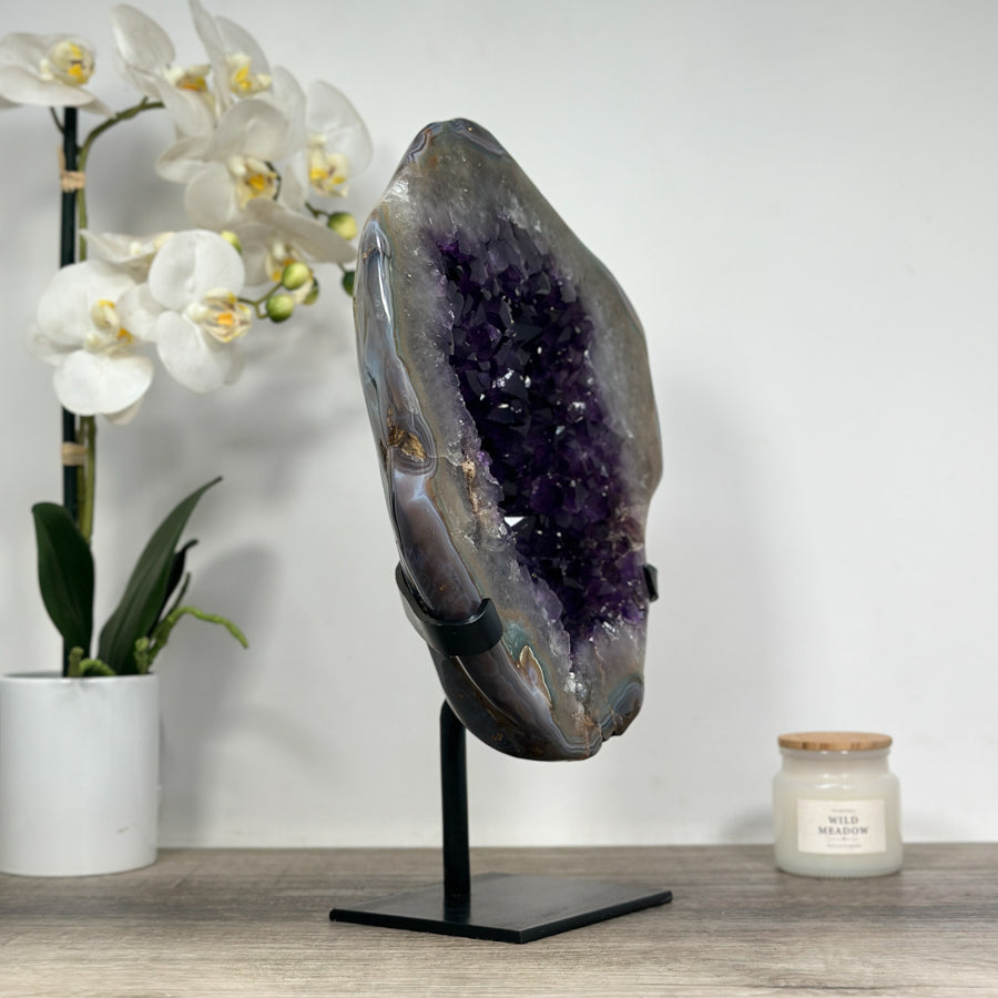 Uruguayan Amethyst Geode with agate Shell - MWS1264
