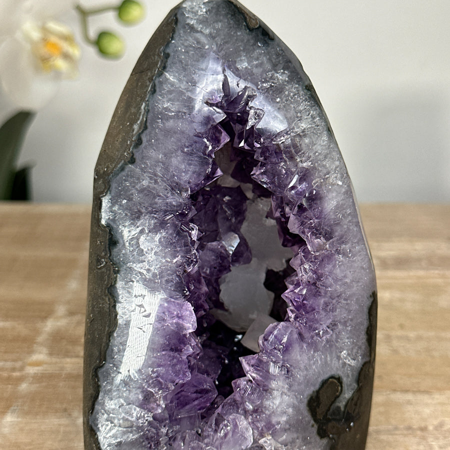 Natural Amethyst Cave Geode with Calcite Crystal Inclusion - CBP1108