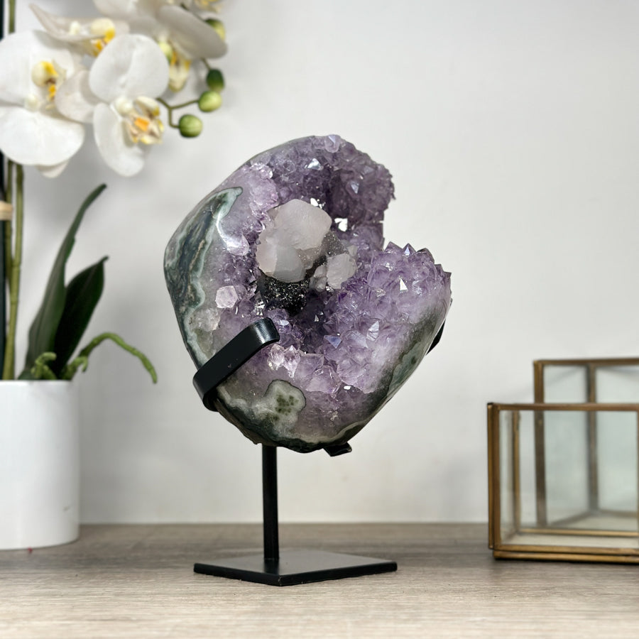 Natural Amethyst Crystal Cluster with Beautiful Calcite Crystal Formation - MWS2349