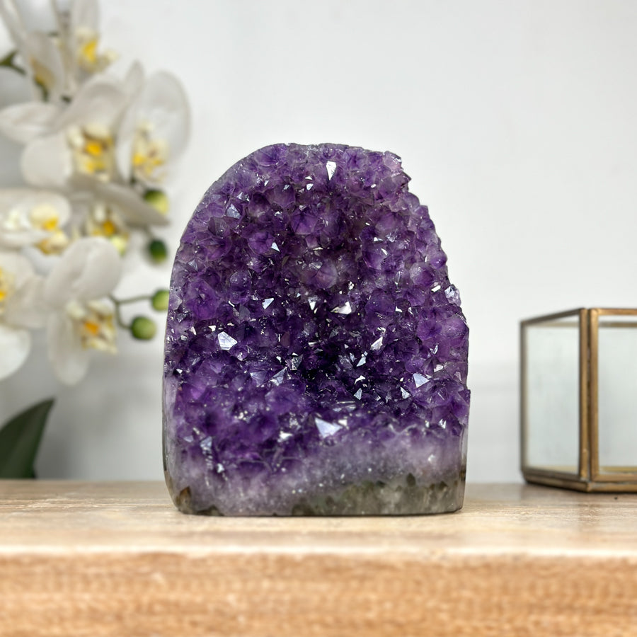 Amethyst Crystal Cluster Geode with Purple Points - CBP1158