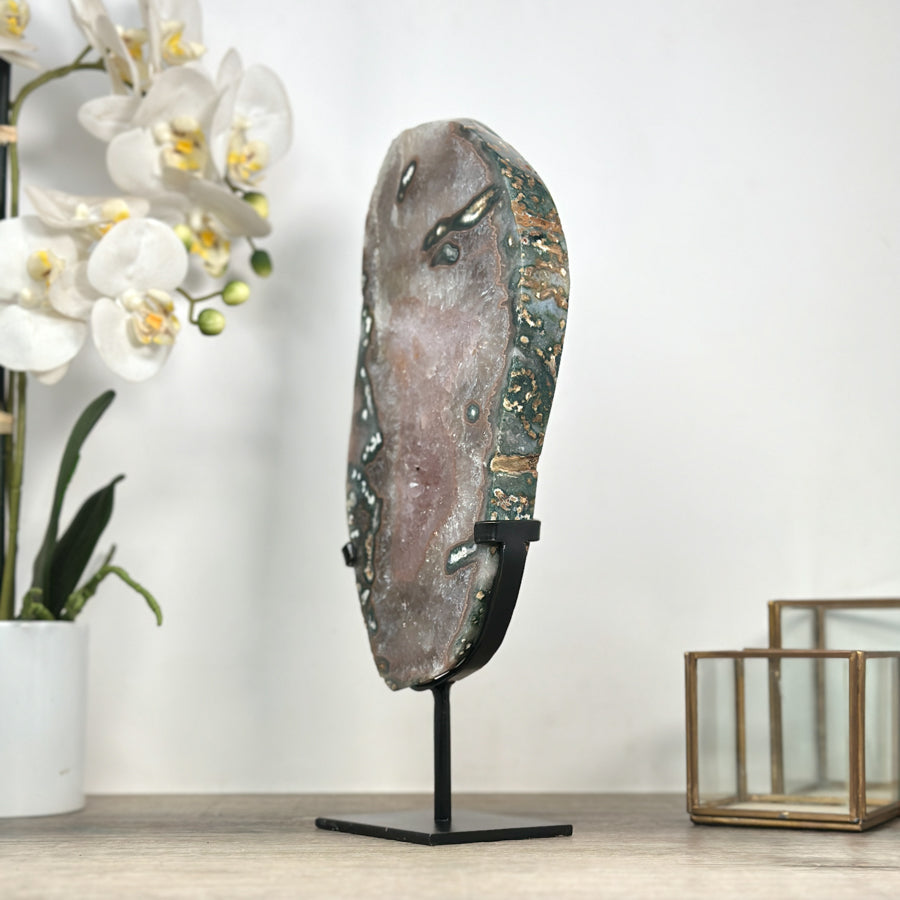 Beautiful Natural Large Quartz Crystal Slice, Stand included - MWS2331