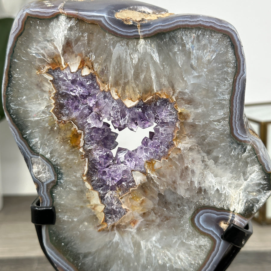 Amethyst Geode Slice with Deep Purple Crystals - MWS2907