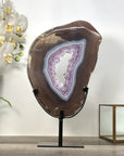 Large Amethyst and Agate Slice Portal with Stand for Home Decor Display - MWS2667