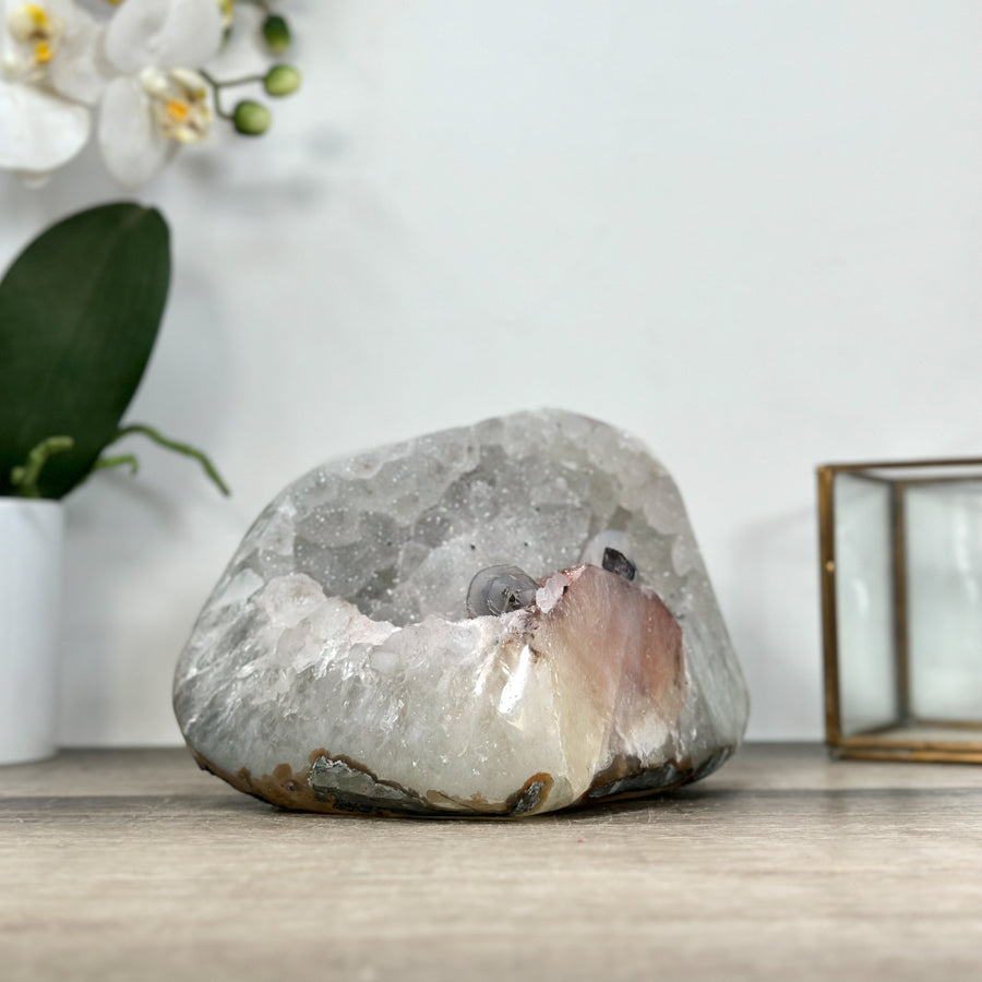 Quartz Sugar Druzy Stone Geode Centerpiece - STGE0028