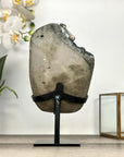 Black Amethyst Crystal Specimen with Calcite Formations on Metal Stand - MWS2871