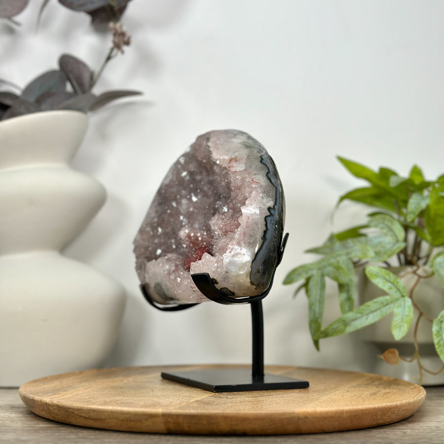 Natural Pink Amethyst with Red Hematite &amp; Calcite Formation - MWS3102