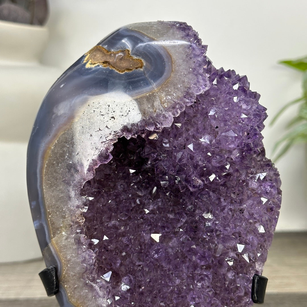 Natural Amethyst Stone with Agate Shell from Uruguay - MWS3346